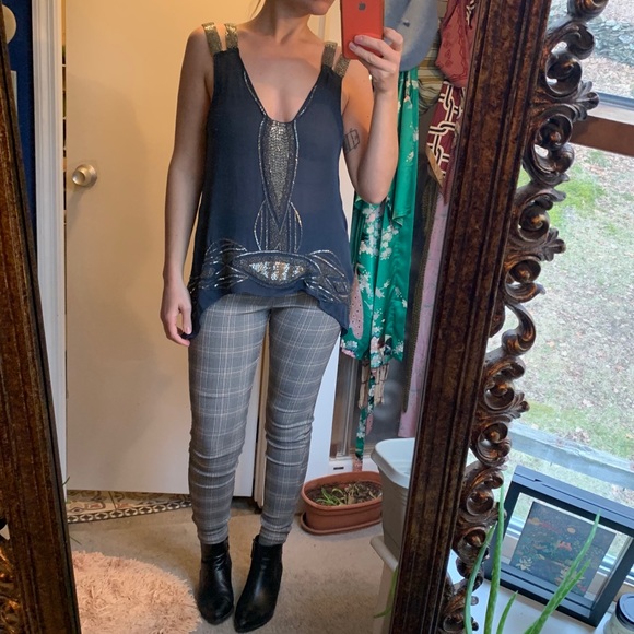 Parker Silk Beaded Embellished 20s Top Glam Tank S - Picture 14 of 14